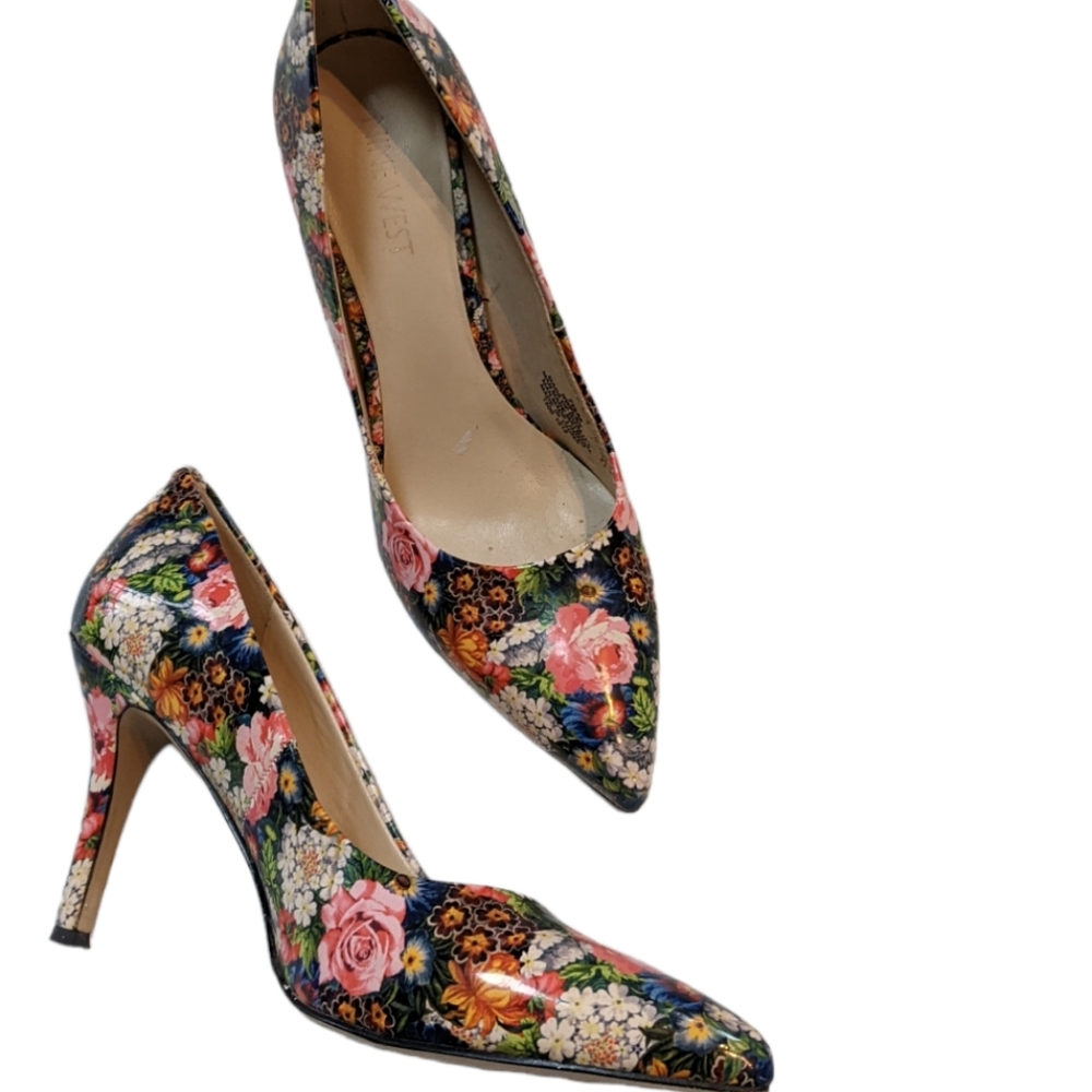 Nine west, Flax, floral print pumps. 7.5